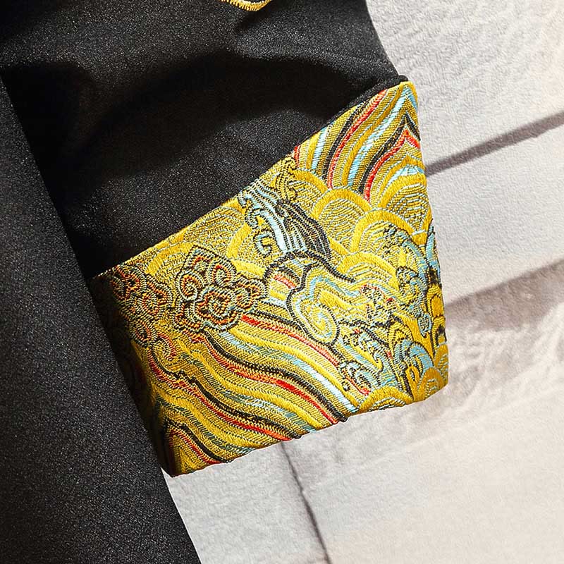 Buddha Stones Ricama Drago Fenice Casual Rana-bottoni Cotone Giacca Camicia Abbigliamento Uomo - Image 14