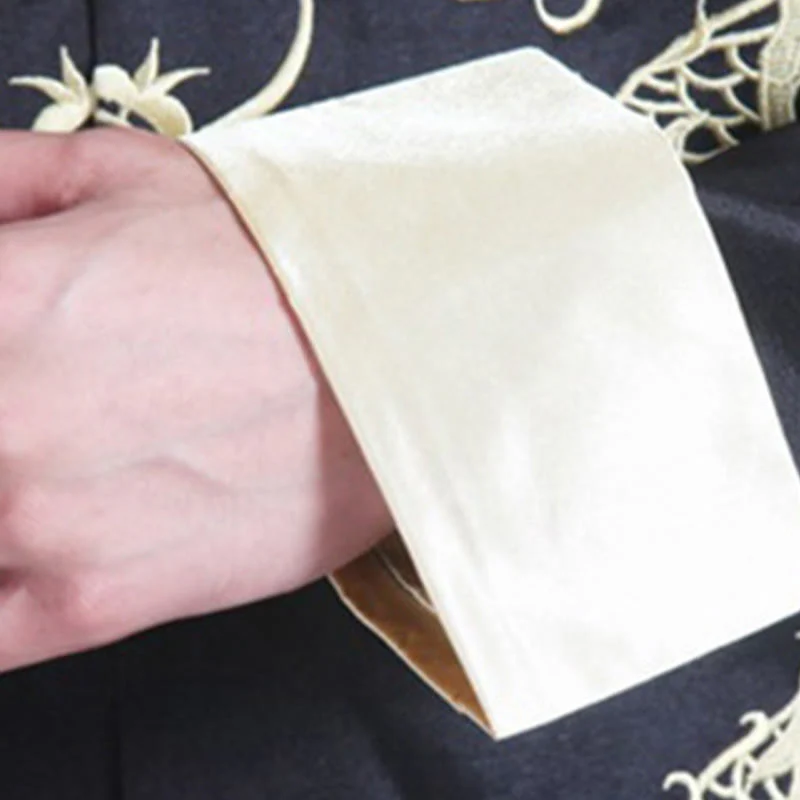Buddha Stones Ricama Drago Maniche Girate Casual Rana-bottoni Fibra di Poliestere Giacca Camicia Pantaloni Abbigliamento Uomo - Image 18