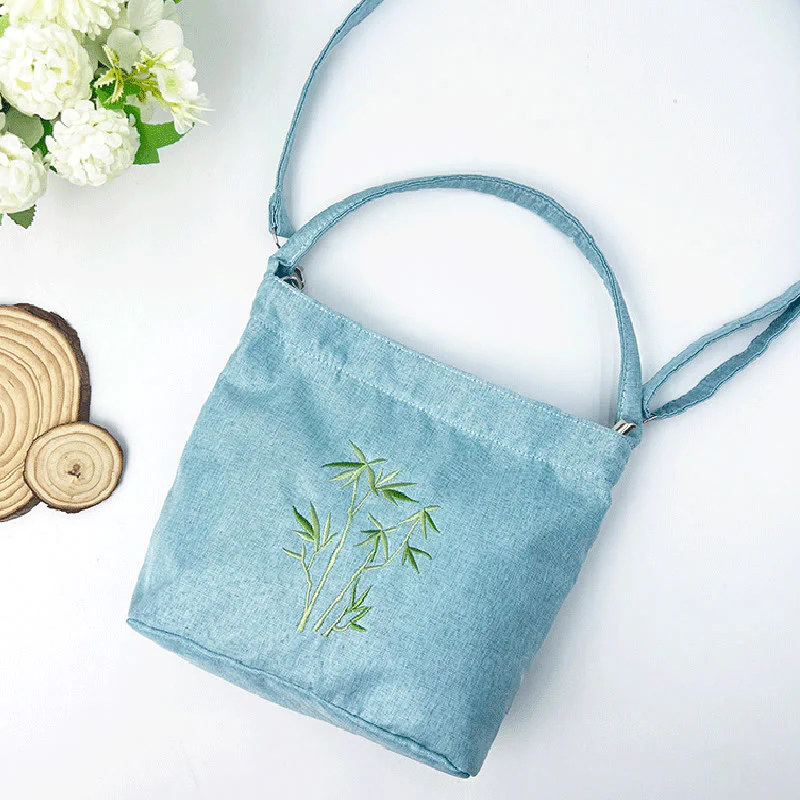Buddha Stones Ricamo Glicine Prugna Loto Ciliegio Fiore Cotone Lino Tela Tote Borsa A Tracolla Borsa A Mano - Image 15