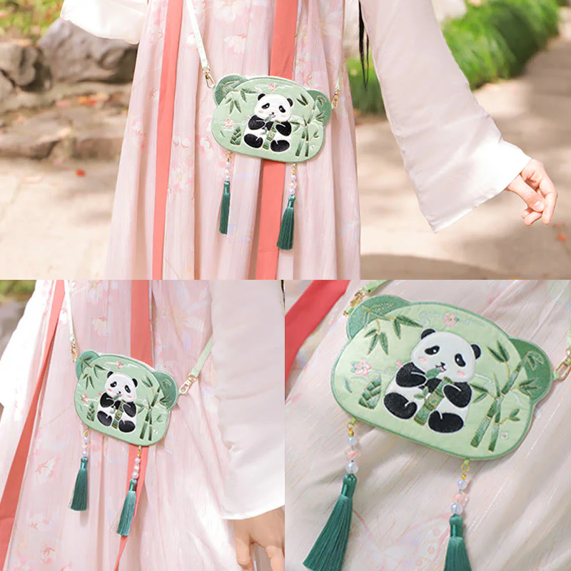 Buddha Stones Ricamo Panda Fortunato Gatto Shiba Inu Cervo Coniglio Volpe Fiore Animale Carino Borsa Hanfu Borsa A Tracolla Borsa A Tracolla - Image 10
