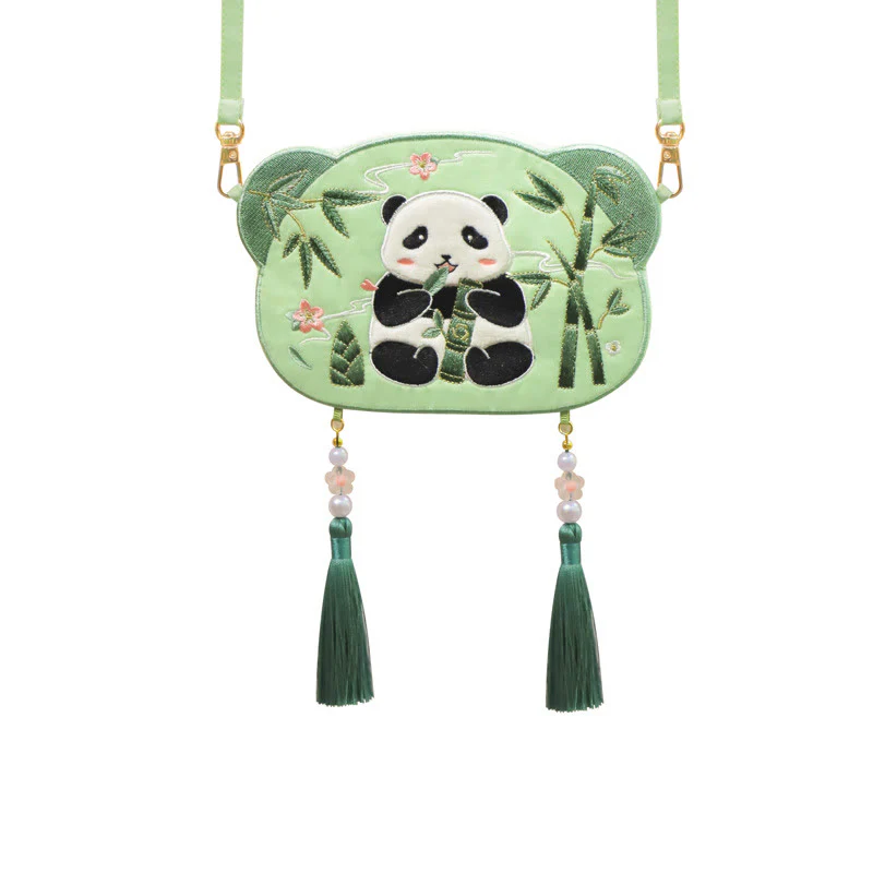 Buddha Stones Ricamo Panda Fortunato Gatto Shiba Inu Cervo Coniglio Volpe Fiore Animale Carino Borsa Hanfu Borsa A Tracolla Borsa A Tracolla - Image 12
