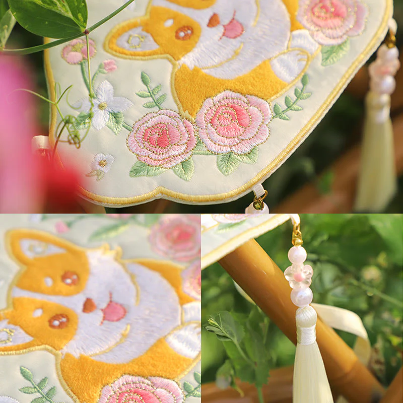 Buddha Stones Ricamo Panda Fortunato Gatto Shiba Inu Cervo Coniglio Volpe Fiore Animale Carino Borsa Hanfu Borsa A Tracolla Borsa A Tracolla - Image 25