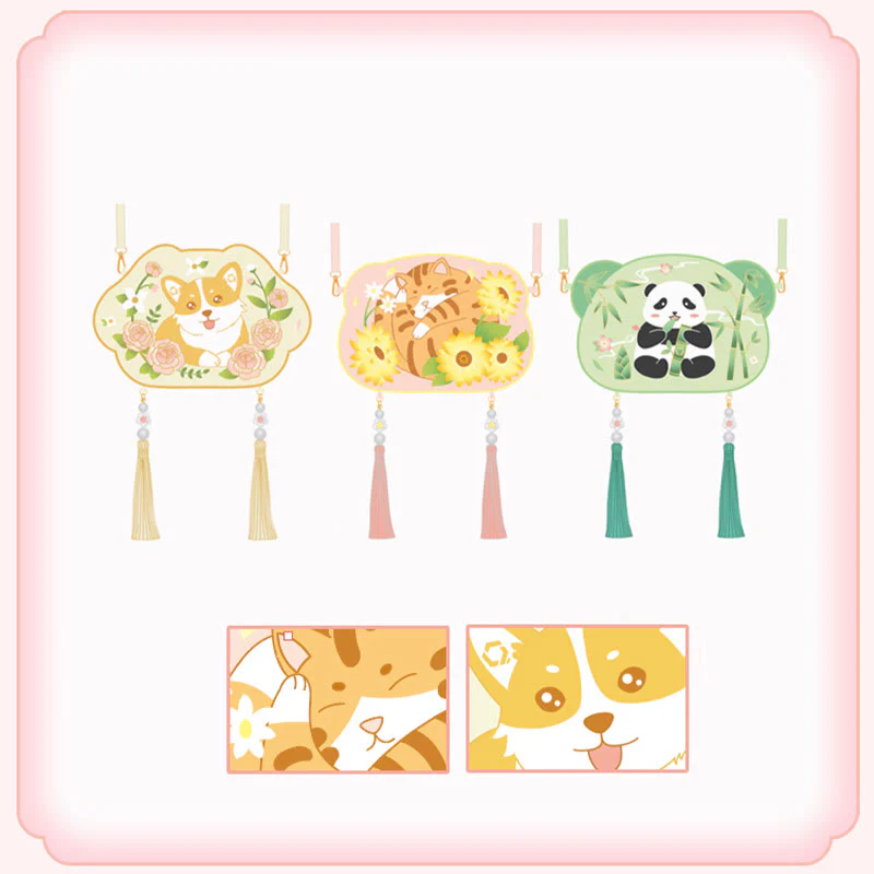 Buddha Stones Ricamo Panda Fortunato Gatto Shiba Inu Cervo Coniglio Volpe Fiore Animale Carino Borsa Hanfu Borsa A Tracolla Borsa A Tracolla - Image 27