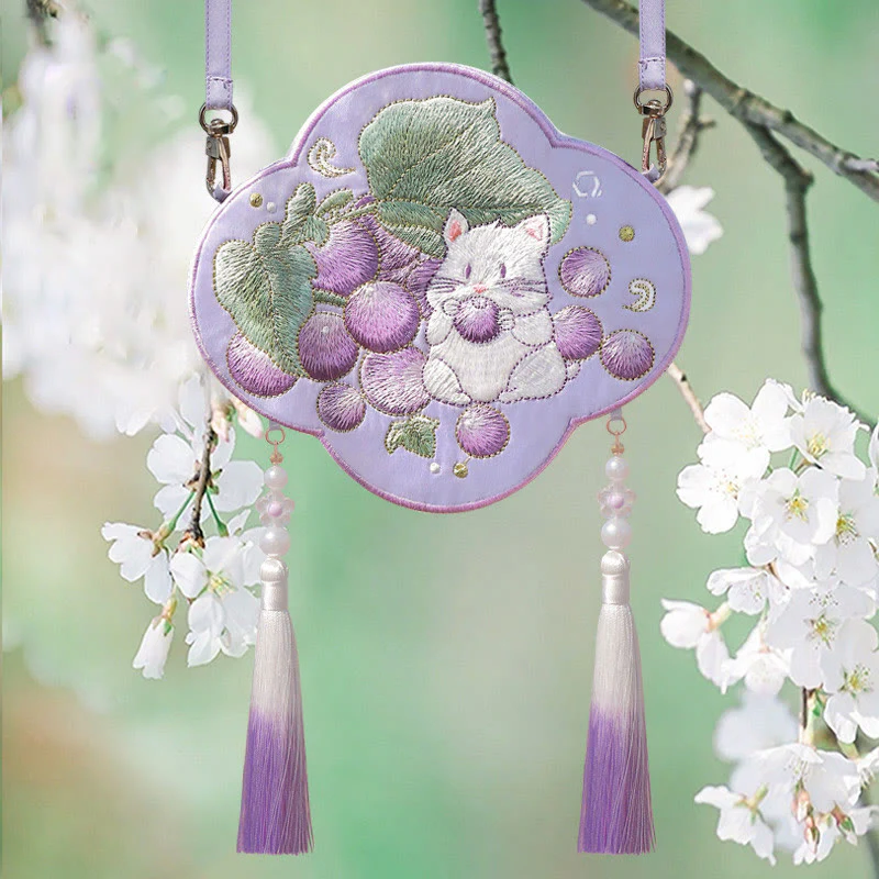 Buddha Stones Ricamo Panda Fortunato Gatto Shiba Inu Cervo Coniglio Volpe Fiore Animale Carino Borsa Hanfu Borsa A Tracolla Borsa A Tracolla - Image 28