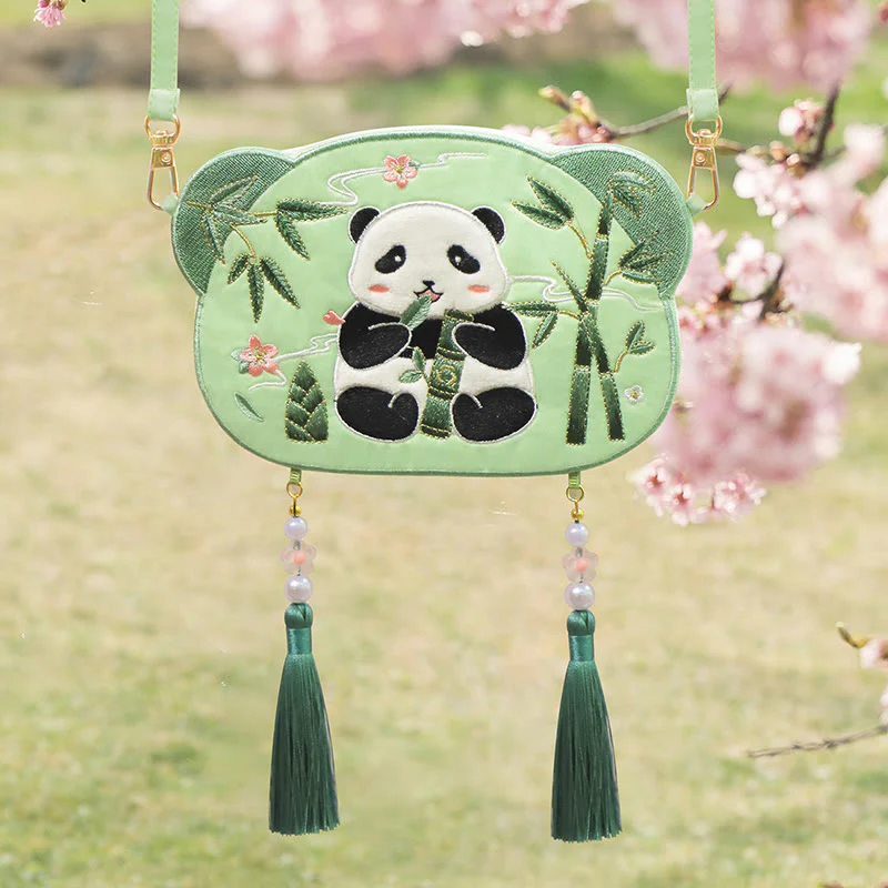 Buddha Stones Ricamo Panda Fortunato Gatto Shiba Inu Cervo Coniglio Volpe Fiore Animale Carino Borsa Hanfu Borsa A Tracolla Borsa A Tracolla - Image 3
