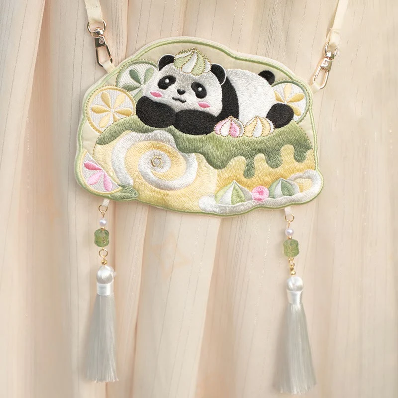 Buddha Stones Ricamo Panda Fortunato Gatto Shiba Inu Cervo Coniglio Volpe Fiore Animale Carino Borsa Hanfu Borsa A Tracolla Borsa A Tracolla - Image 30