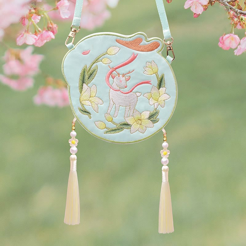 Buddha Stones Ricamo Panda Fortunato Gatto Shiba Inu Cervo Coniglio Volpe Fiore Animale Carino Borsa Hanfu Borsa A Tracolla Borsa A Tracolla - Image 31