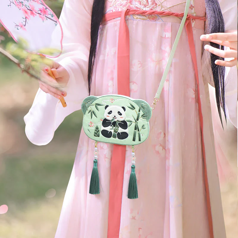 Buddha Stones Ricamo Panda Fortunato Gatto Shiba Inu Cervo Coniglio Volpe Fiore Animale Carino Borsa Hanfu Borsa A Tracolla Borsa A Tracolla - Image 4