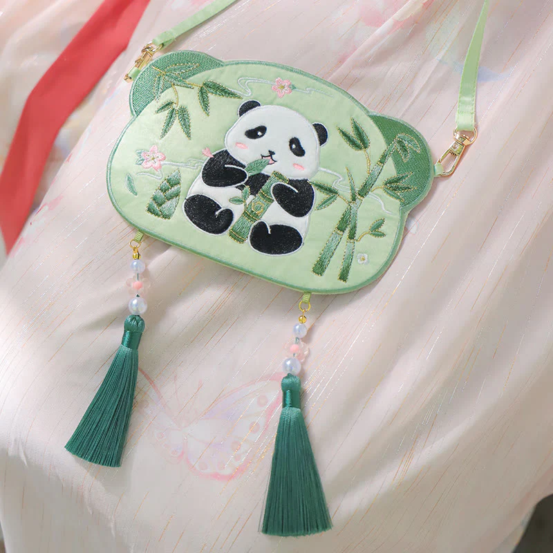 Buddha Stones Ricamo Panda Fortunato Gatto Shiba Inu Cervo Coniglio Volpe Fiore Animale Carino Borsa Hanfu Borsa A Tracolla Borsa A Tracolla - Image 5