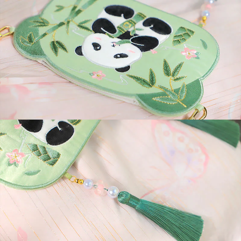Buddha Stones Ricamo Panda Fortunato Gatto Shiba Inu Cervo Coniglio Volpe Fiore Animale Carino Borsa Hanfu Borsa A Tracolla Borsa A Tracolla - Image 6