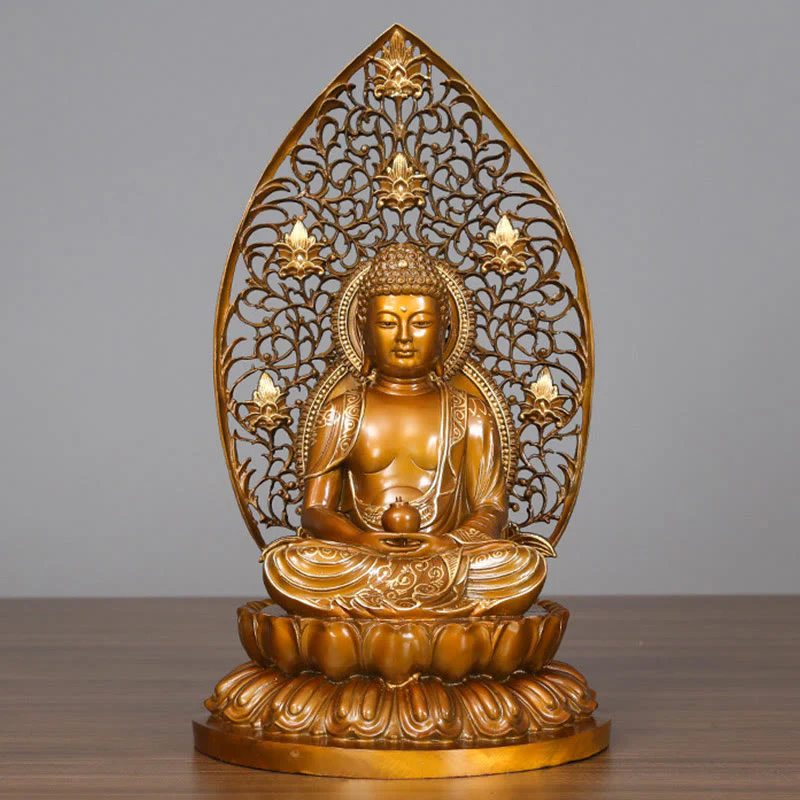 Buddha Stones Sakyamuni Amitabha Statua del Buddha della Medicina Statua di Rame della Serenità Decorazione per la Casa - Image 14