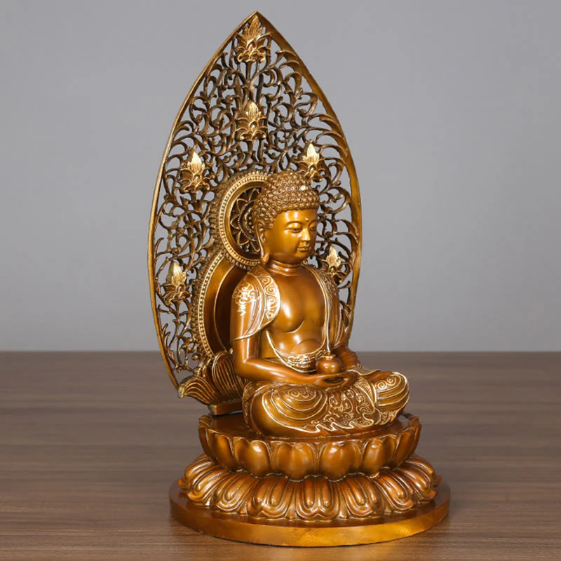 Buddha Stones Sakyamuni Amitabha Statua del Buddha della Medicina Statua di Rame della Serenità Decorazione per la Casa - Image 15
