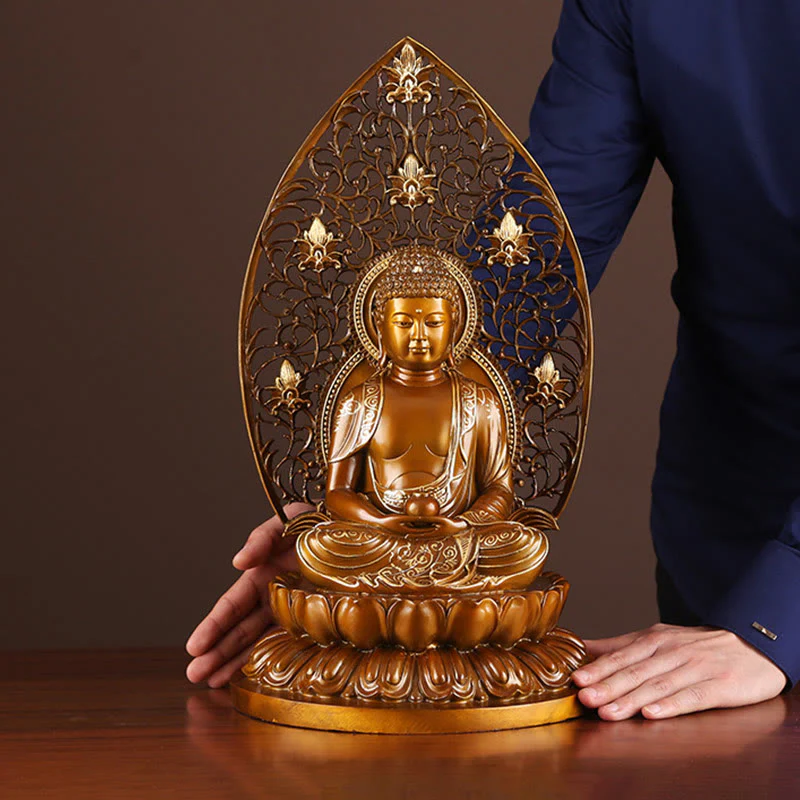 Buddha Stones Sakyamuni Amitabha Statua del Buddha della Medicina Statua di Rame della Serenità Decorazione per la Casa - Image 17