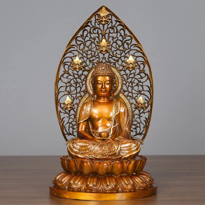 Buddha Stones Sakyamuni Amitabha Statua del Buddha della Medicina Statua di Rame della Serenità Decorazione per la Casa - Image 2