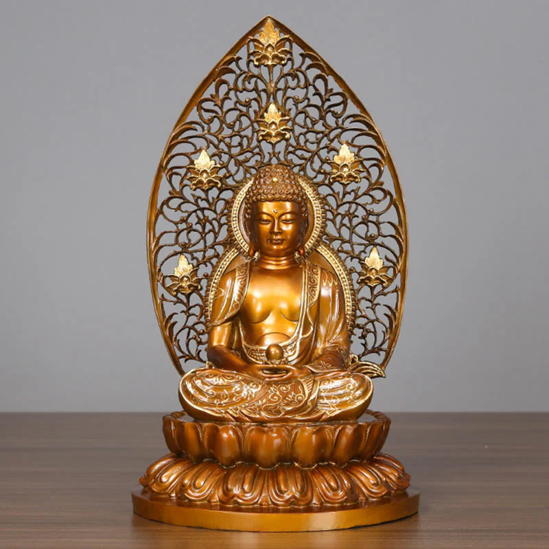 Buddha Stones Sakyamuni Amitabha Statua del Buddha della Medicina Statua di Rame della Serenità Decorazione per la Casa - Image 5
