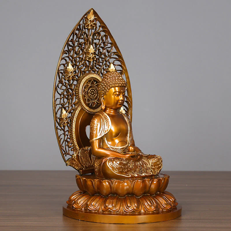 Buddha Stones Sakyamuni Amitabha Statua del Buddha della Medicina Statua di Rame della Serenità Decorazione per la Casa - Image 6