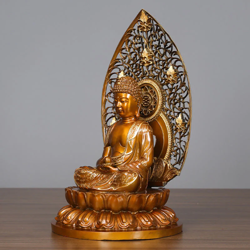 Buddha Stones Sakyamuni Amitabha Statua del Buddha della Medicina Statua di Rame della Serenità Decorazione per la Casa - Image 7