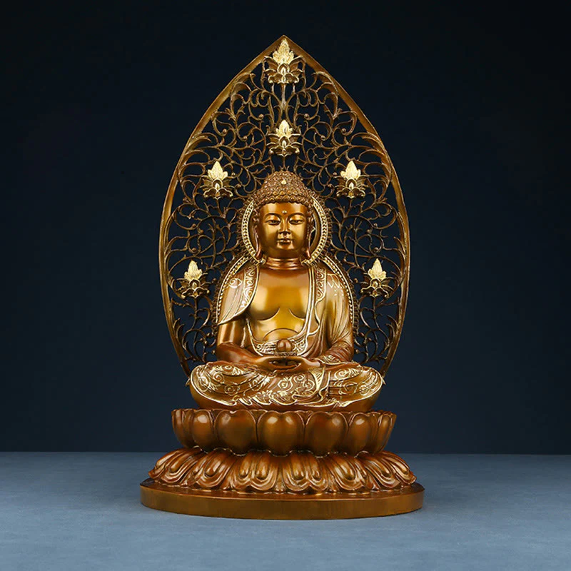 Buddha Stones Sakyamuni Amitabha Statua del Buddha della Medicina Statua di Rame della Serenità Decorazione per la Casa - Image 9