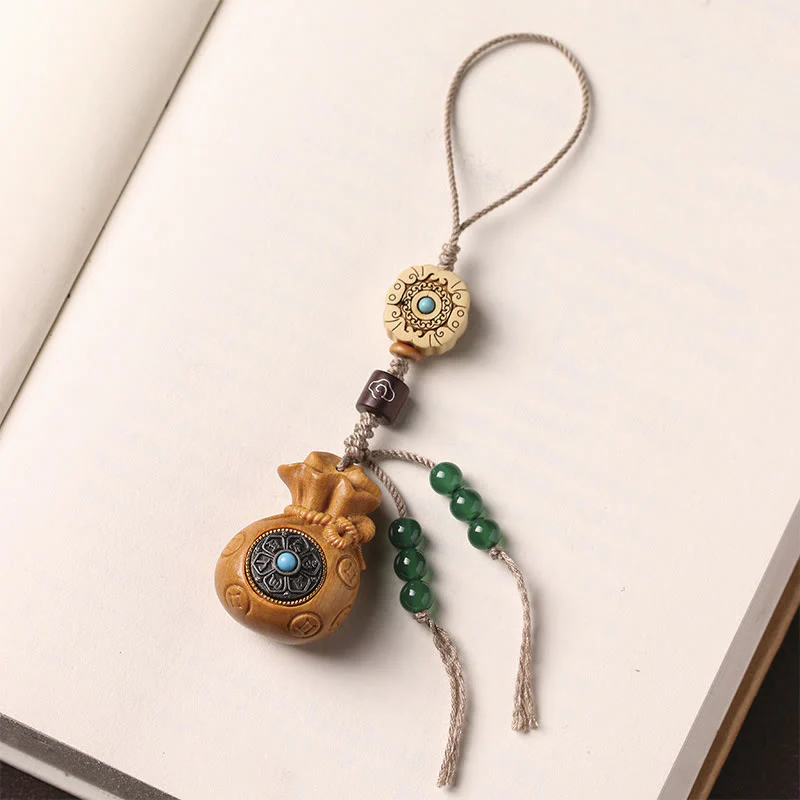 Buddha Stones Sandalo Piccola foglia Sandalo rosso Sandalo verde Om Mani Padme Hum Calma Portachiavi Telefono Decorazione da appendere - Image 18