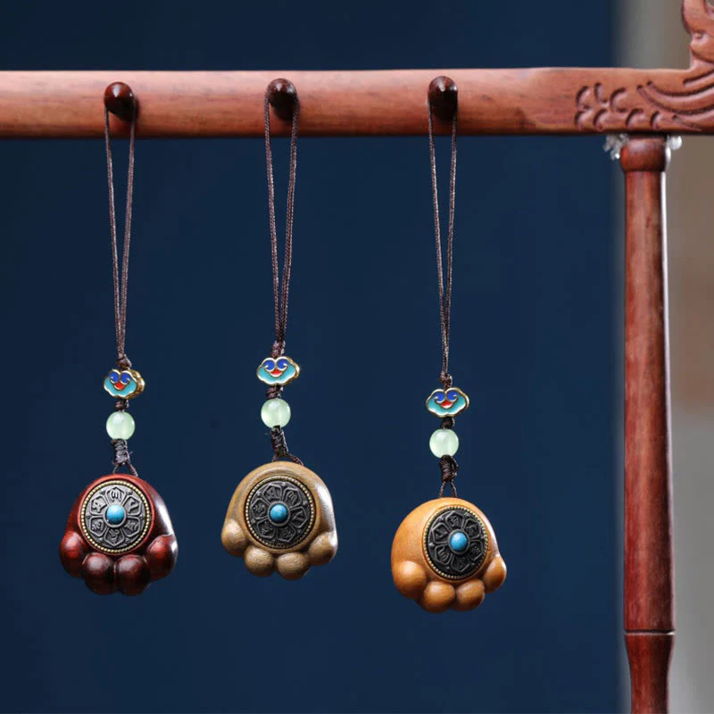 Buddha Stones Sandalo Piccola foglia Sandalo rosso Sandalo verde Zampa di gatto fortunato Artiglio Om Mani Padme Hum Protezione Telefono Decorazione appesa