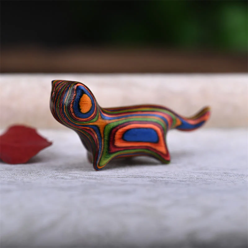 Buddha Stones Sandalo verde Foglia piccola Sandalo rosso Legno di ebano Legno arcobaleno Mini gatto che cammina fortunato Decorazione positiva - Image 16