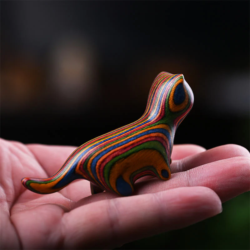 Buddha Stones Sandalo verde Foglia piccola Sandalo rosso Legno di ebano Legno arcobaleno Mini gatto che cammina fortunato Decorazione positiva - Image 17