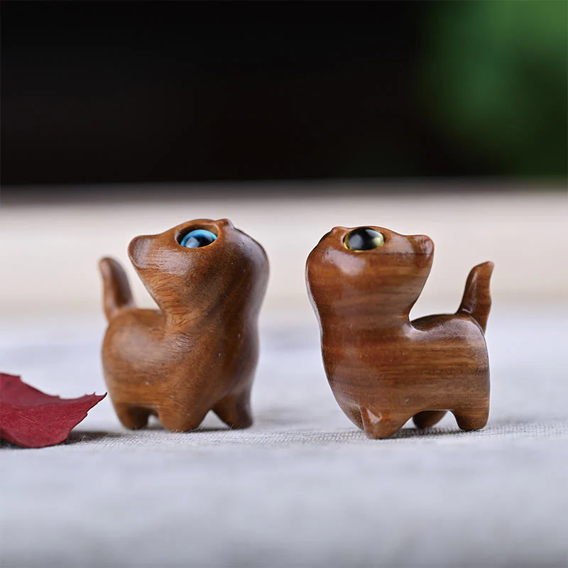 Buddha Stones Sandalo verde Legno di ebano Sandalo Piccola foglia Sandalo rosso Mini gatto fortunato Decorazione della pace - Image 31