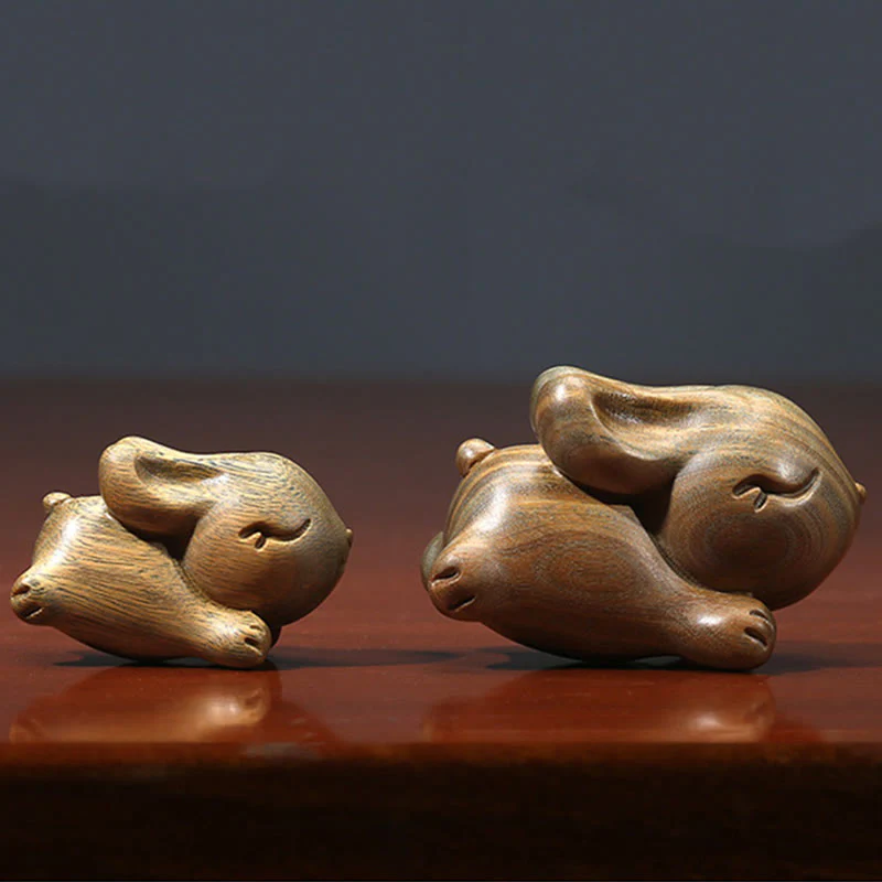 Buddha Stones Sandalo verde Piccolo Mini Coniglio carino Coniglietto Decorazioni di pace - Image 12