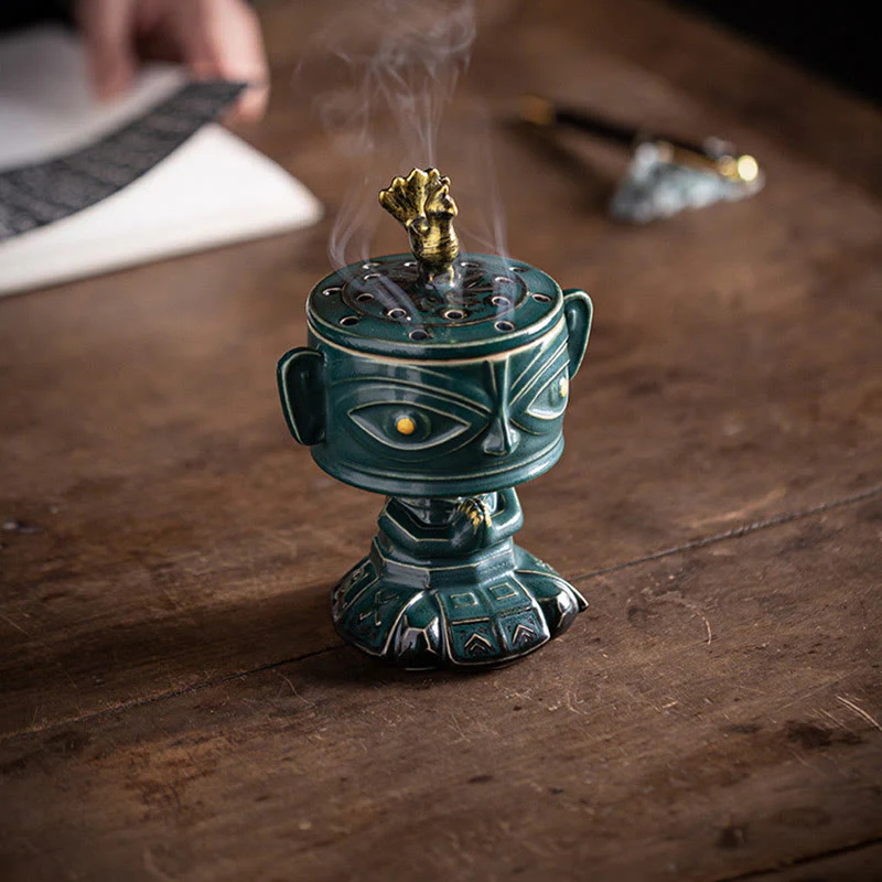 Buddha Stones Sanxingdui Bruciatore di incenso in ceramica curativo Decorazione da scrivania - Image 21