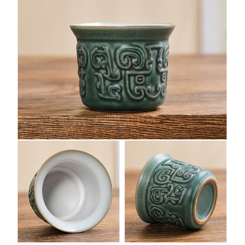 Buddha Stones Sanxingdui Tazza da tè in ceramica Tazza da tè Kung Fu con sacchetto - Image 12