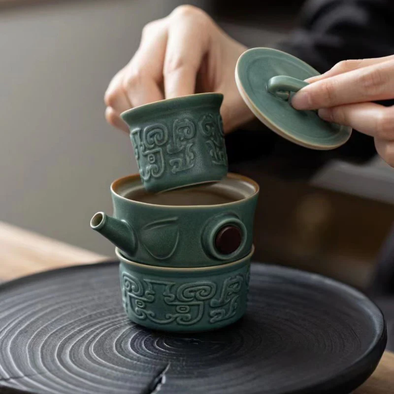 Buddha Stones Sanxingdui Tazza da tè in ceramica Tazza da tè Kung Fu con sacchetto - Image 15