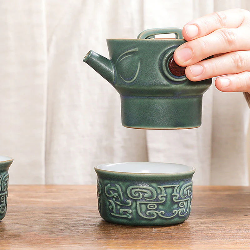Buddha Stones Sanxingdui Tazza da tè in ceramica Tazza da tè Kung Fu con sacchetto - Image 18