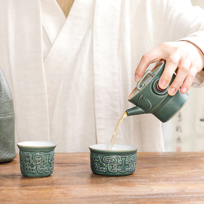 Buddha Stones Sanxingdui Tazza da tè in ceramica Tazza da tè Kung Fu con sacchetto - Image 5