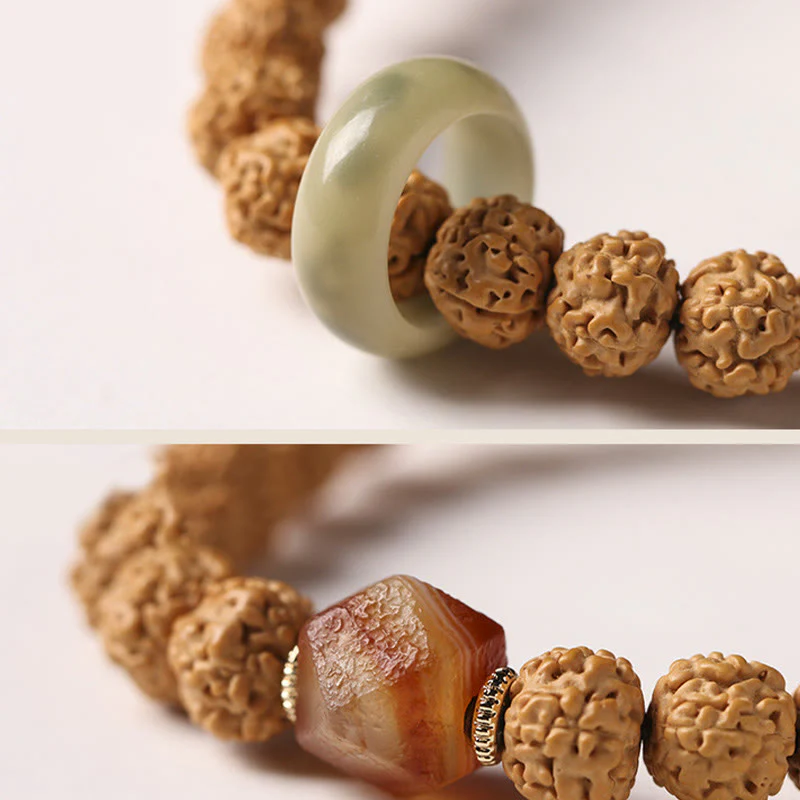 Buddha Stones Semi di Bodhi Perlina Dzi a tre occhi Ciondolo della mano del Buddha Bracciale della ricchezza - Image 12
