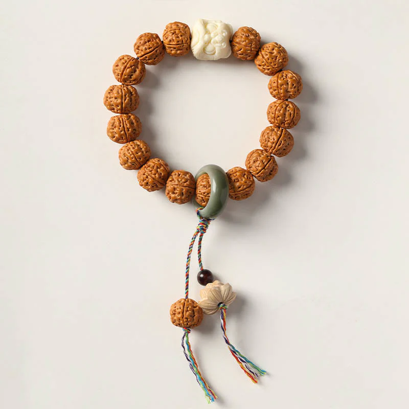 Buddha Stones Semi di Bodhi Perlina Dzi a tre occhi Ciondolo della mano del Buddha Bracciale della ricchezza - Image 26