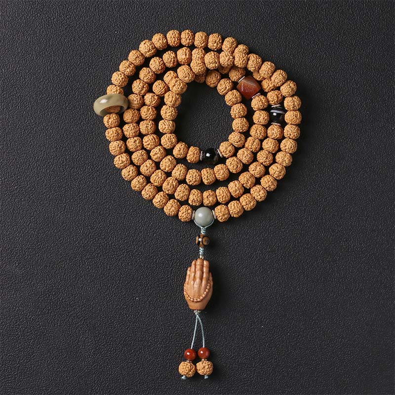 Buddha Stones Semi di Bodhi Perlina Dzi a tre occhi Ciondolo della mano del Buddha Bracciale della ricchezza - Image 5