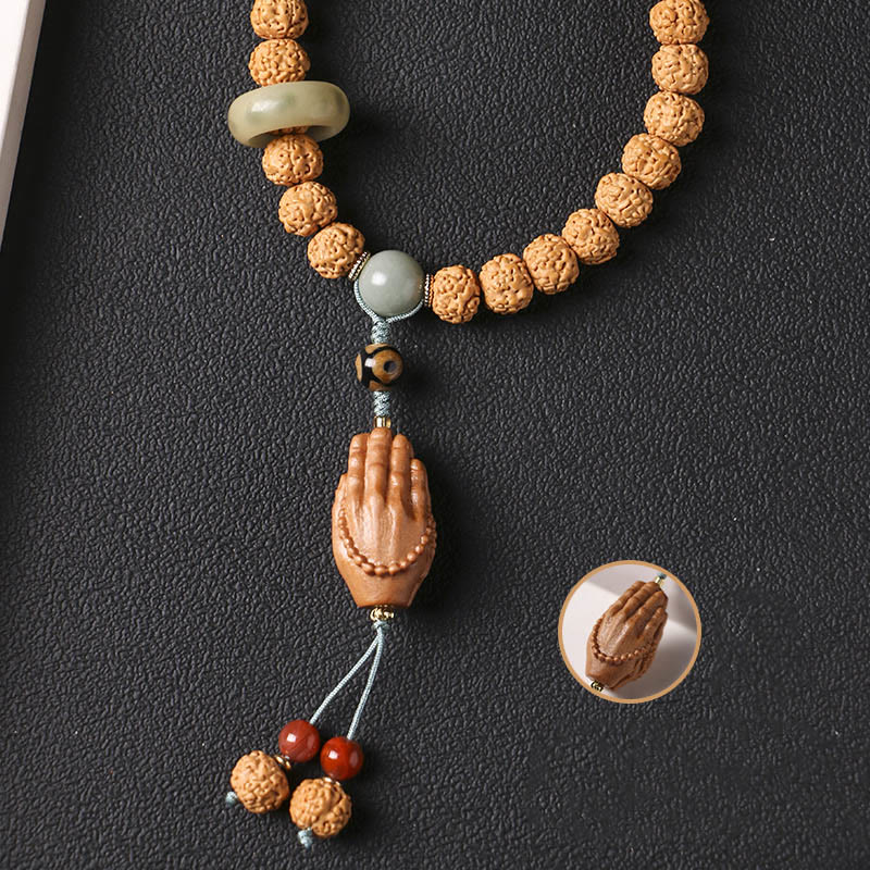 Buddha Stones Semi di Bodhi Perlina Dzi a tre occhi Ciondolo della mano del Buddha Bracciale della ricchezza - Image 8