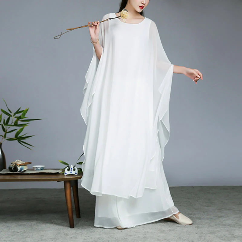 Buddha Stones Semplice Modello Midi Vestito Pantaloni Gamba Larga Meditazione Spirituale Zen Pratica Yoga Danza Abbigliamento
