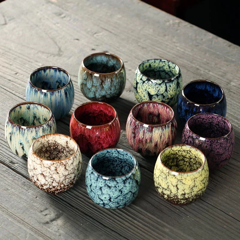 Buddha Stones Semplice multicolore Forno Cambiamento Cinese Jianzhan Tazza da tè in ceramica Kung Fu Tazza da tè 110ml - Image 2