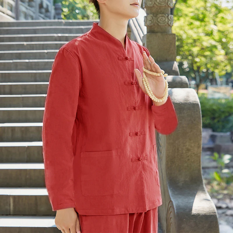 Buddha Stones Spirituale Zen Pratica Yoga Meditazione Preghiera Abbigliamento Cotone Lino Set Uomo - Image 5
