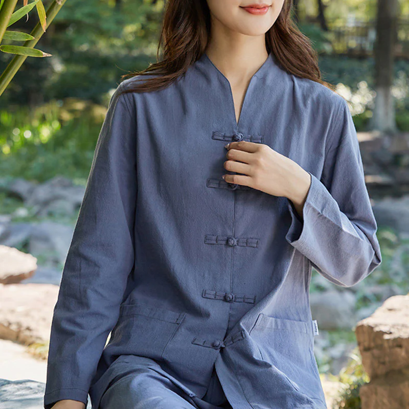 Buddha Stones Spirituale Zen Pratica Yoga Meditazione Preghiera Uniforme Cotone Lino Abbigliamento Donna Set - Image 10