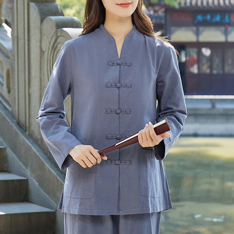 Buddha Stones Spirituale Zen Pratica Yoga Meditazione Preghiera Uniforme Cotone Lino Abbigliamento Donna Set - Image 11