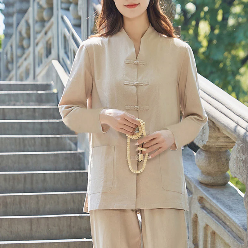 Buddha Stones Spirituale Zen Pratica Yoga Meditazione Preghiera Uniforme Cotone Lino Abbigliamento Donna Set - Image 13