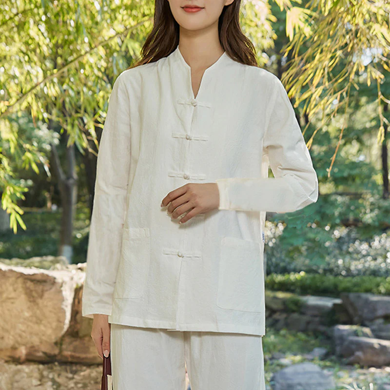 Buddha Stones Spirituale Zen Pratica Yoga Meditazione Preghiera Uniforme Cotone Lino Abbigliamento Donna Set - Image 17