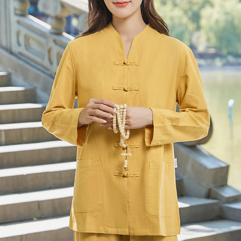 Buddha Stones Spirituale Zen Pratica Yoga Meditazione Preghiera Uniforme Cotone Lino Abbigliamento Donna Set - Image 18