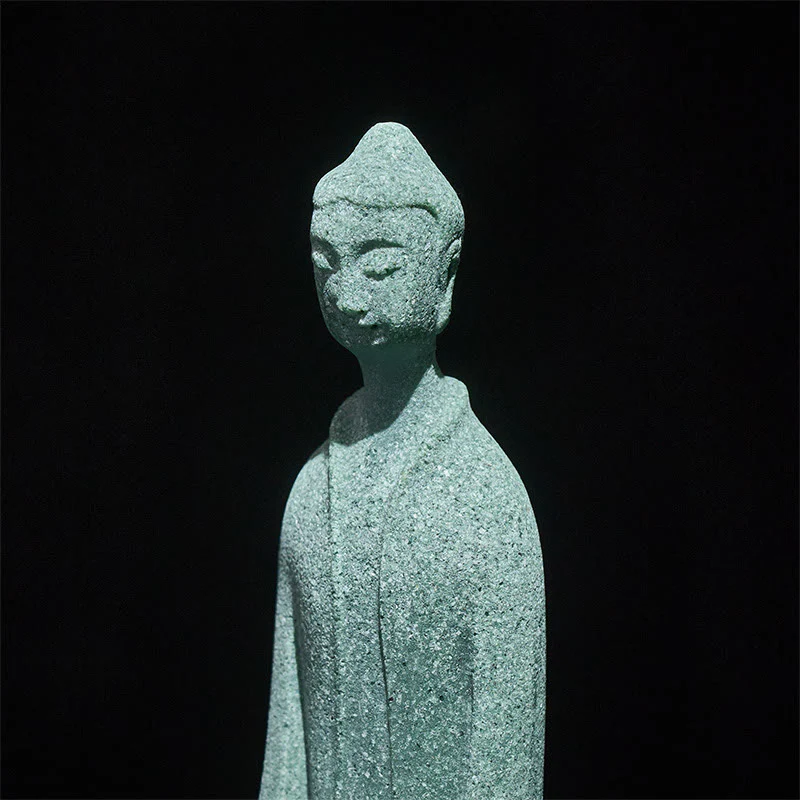 Buddha Stones Statua di Buddha da meditazione in arenaria Figura per la casa Decorazione per scrivania 6*4,5*9,5 cm - Image 8