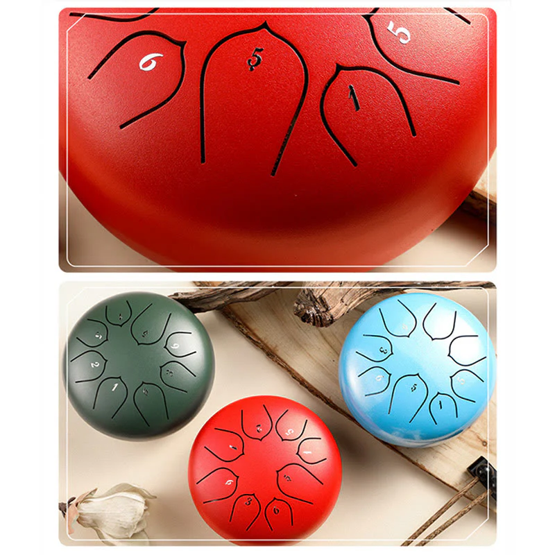 Buddha Stones Steel Tongue Drum Sound Healing Meditazione Lotus Pattern Drum Kit 8 Note Strumento a percussione da 6 pollici - Image 7