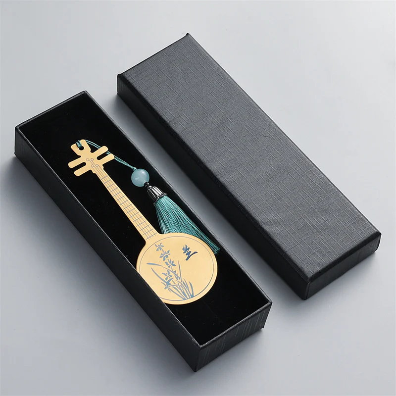 Buddha Stones Strumenti musicali classici Pipa Guzheng Guqin Ruan Segnalibri in metallo Nappa con scatola regalo - Image 15