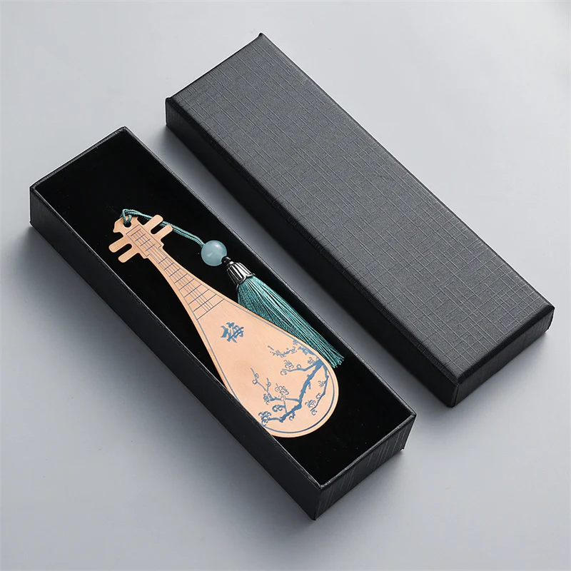 Buddha Stones Strumenti musicali classici Pipa Guzheng Guqin Ruan Segnalibri in metallo Nappa con scatola regalo - Image 16