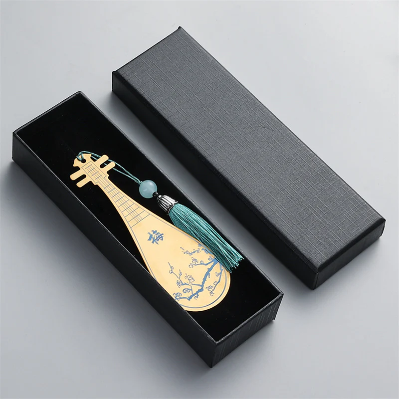 Buddha Stones Strumenti musicali classici Pipa Guzheng Guqin Ruan Segnalibri in metallo Nappa con scatola regalo - Image 9